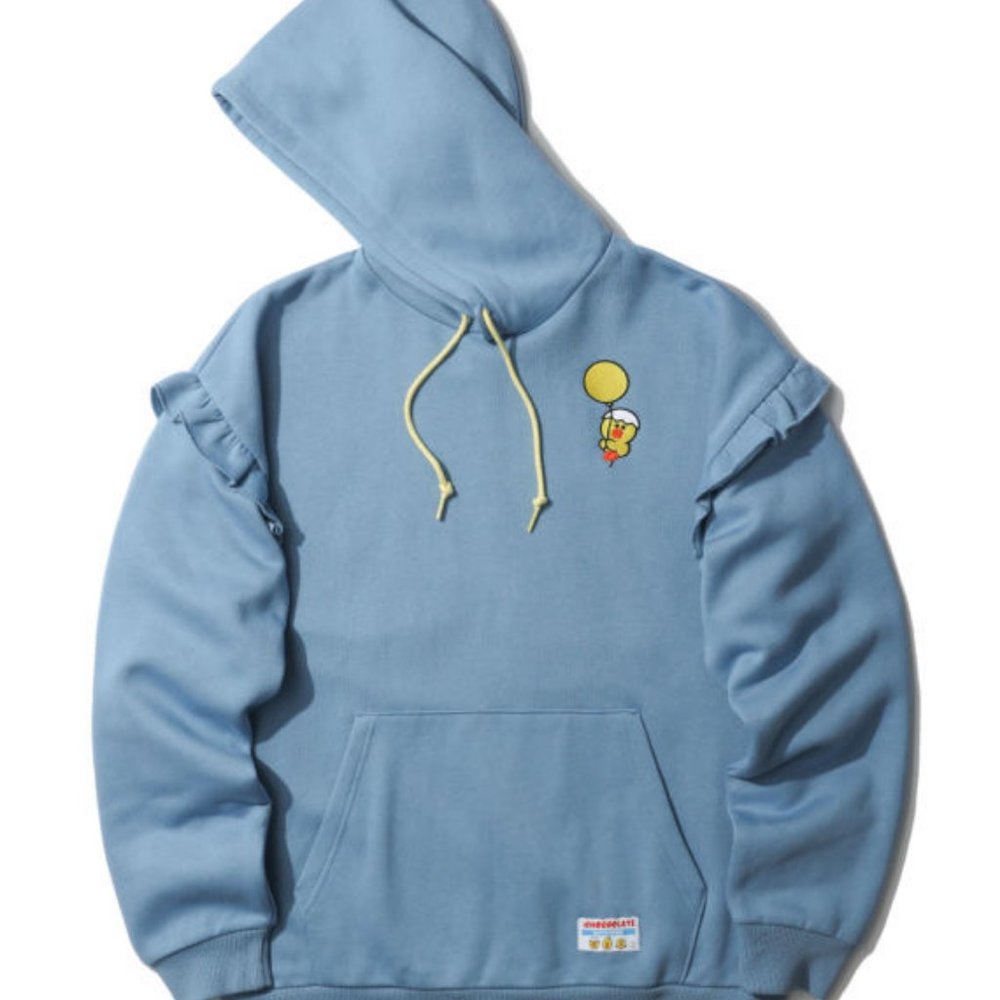 CHOCOOLATE: LINE FRIENDS embroidered ruffled hoodie SZ S